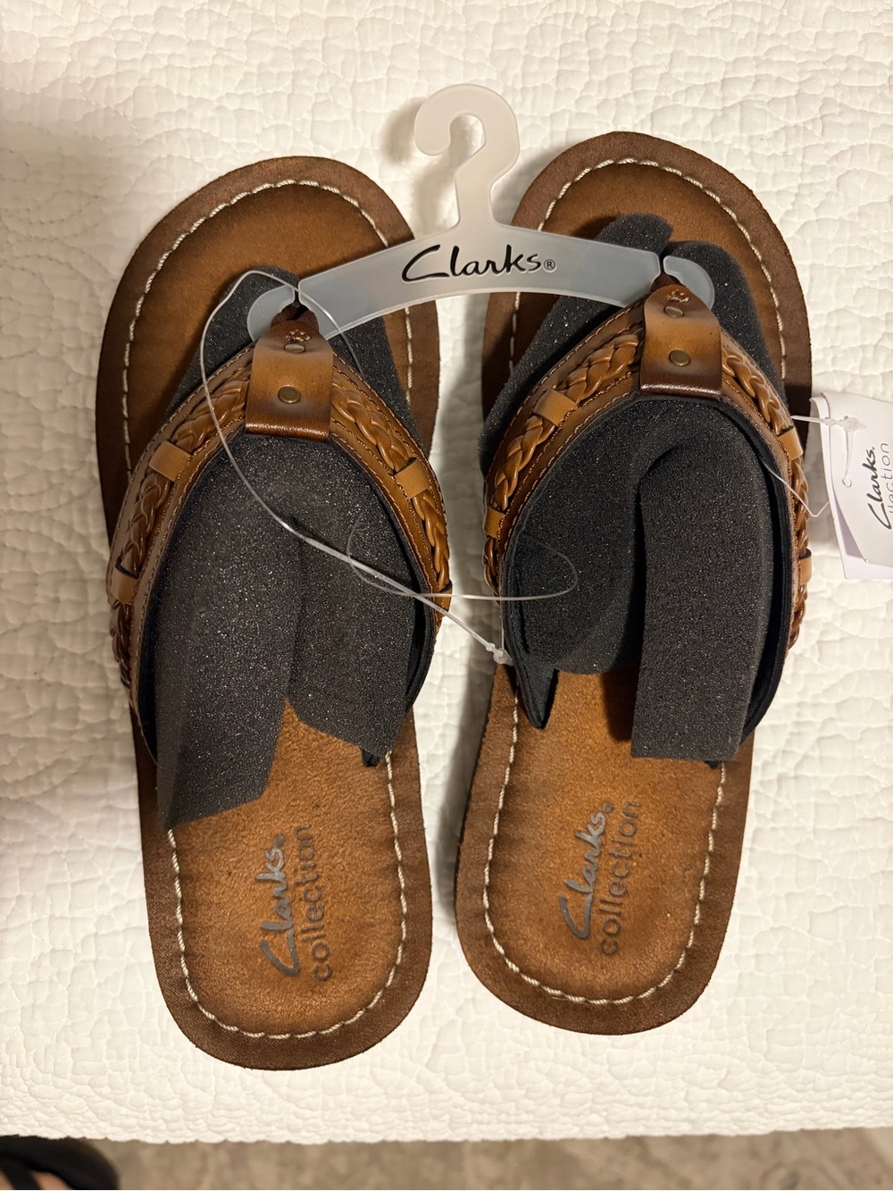 Clarks Women’s Tan Brown Braided Thong Sandals